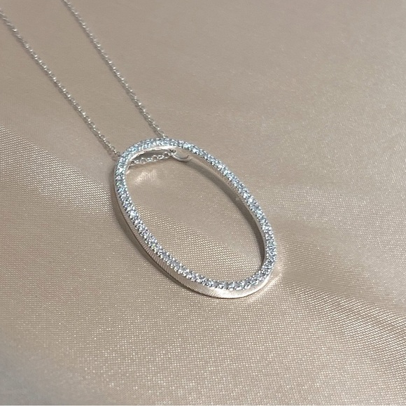 Erwin Pearl Sterling Silver Necklace With Sterling Silver & CZ Oval Pendant 925 - Picture 5 of 15
